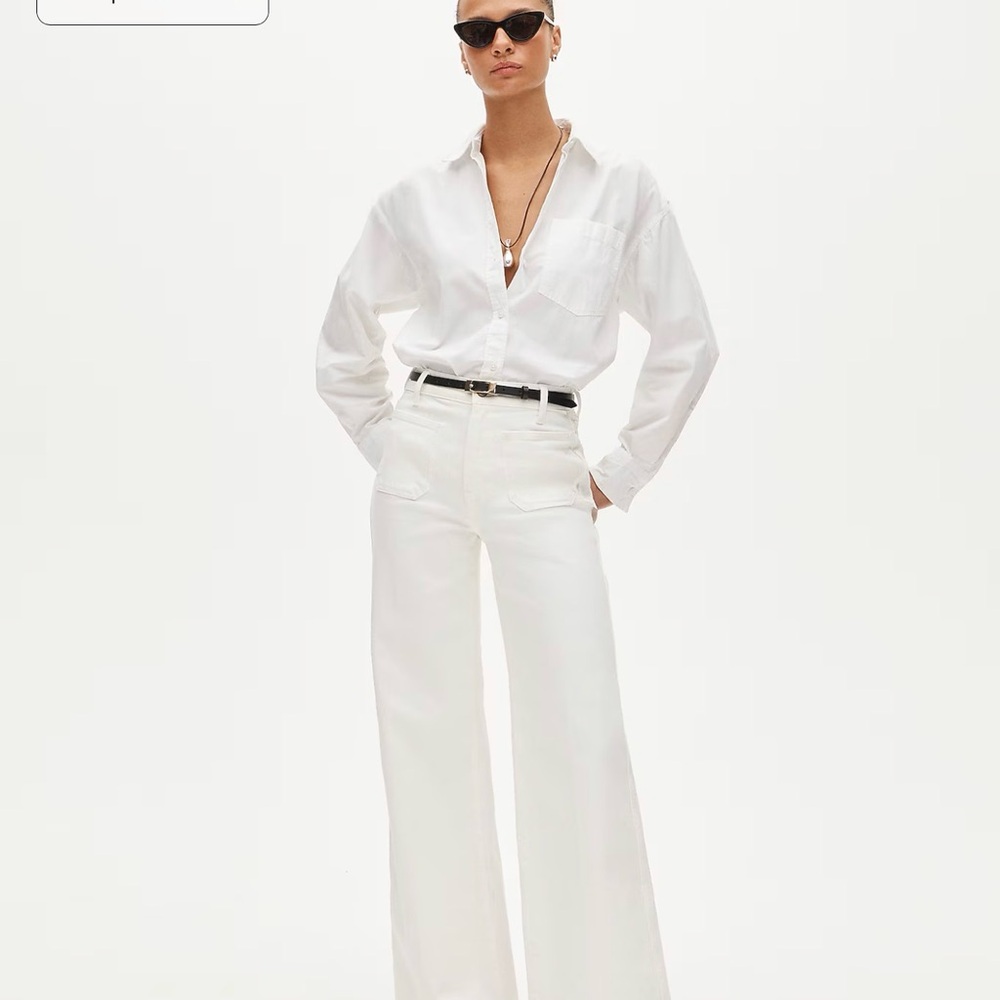NWT J Crew White Wide-Leg Patch Pocket Denim